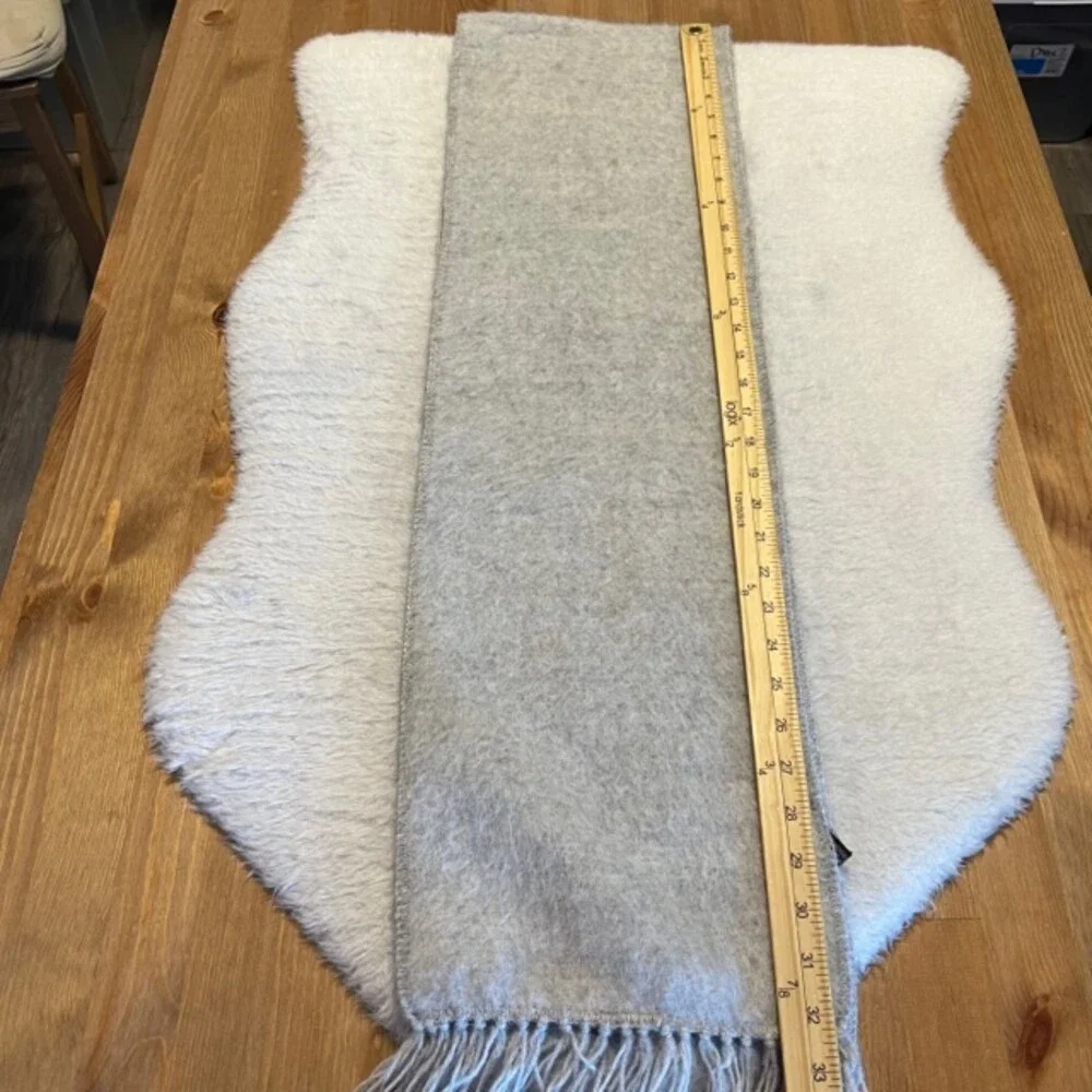 Alpaca Gray Fringed Hem Alpaca Wool Scarf One Size